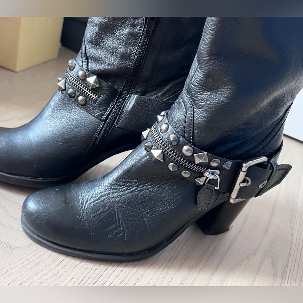 Black knee high boots, genuine leather made in Italy - Picture 3 of 10